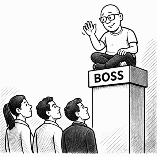 Boss on a pedestal, thinking he's on the same level as the rest of the team.